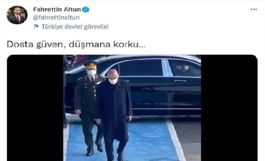 İLETİŞİM BAŞKANI ALTUN, CUMHURBAŞKANI ERDOĞAN'IN GÖRÜNTÜLERİNİ PAYLAŞTI: DOSTA GÜVEN, DÜŞMANA KORKU